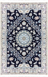 فرش دستبافت نایین ۶لا ذرع و نیم سرمه‌ای