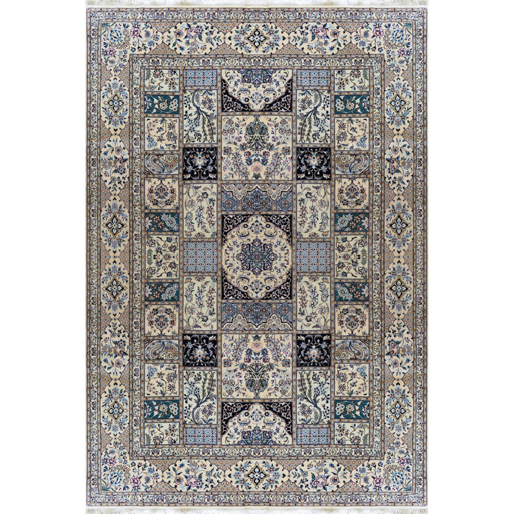 فرش دستباف نایین خشتی ۶ لا گل ابریشم – ۶ متری – کد ۸۹۷