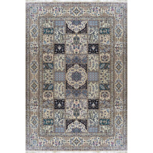 فرش دستباف نایین خشتی ۶ لا گل ابریشم – ۶ متری – کد ۸۹۷