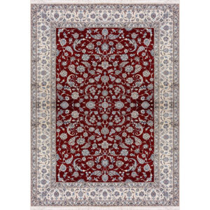 فرش دستباف نایین لاکی نقشه افشان ۶ لا گل ابریشم – ۹ متری – کد ۱۰۷۵