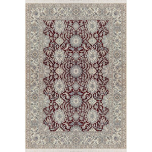 فرش دستباف نایین لاکی نقشه سلطنتی ۶ لا گل ابریشم – ۶ متری – کد ۹۷۶