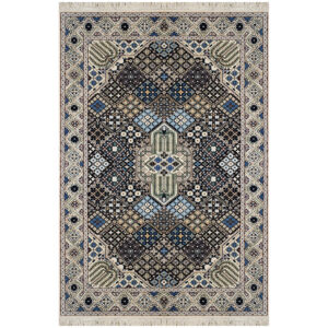 فرش دستباف نایین سرمه‌ای نقشه جوشقان ۶ لا گل ابریشم – قالیچه (۱۲۰ × ۲۰۰ سانتی‌متر) – کد ۱۱۰۴